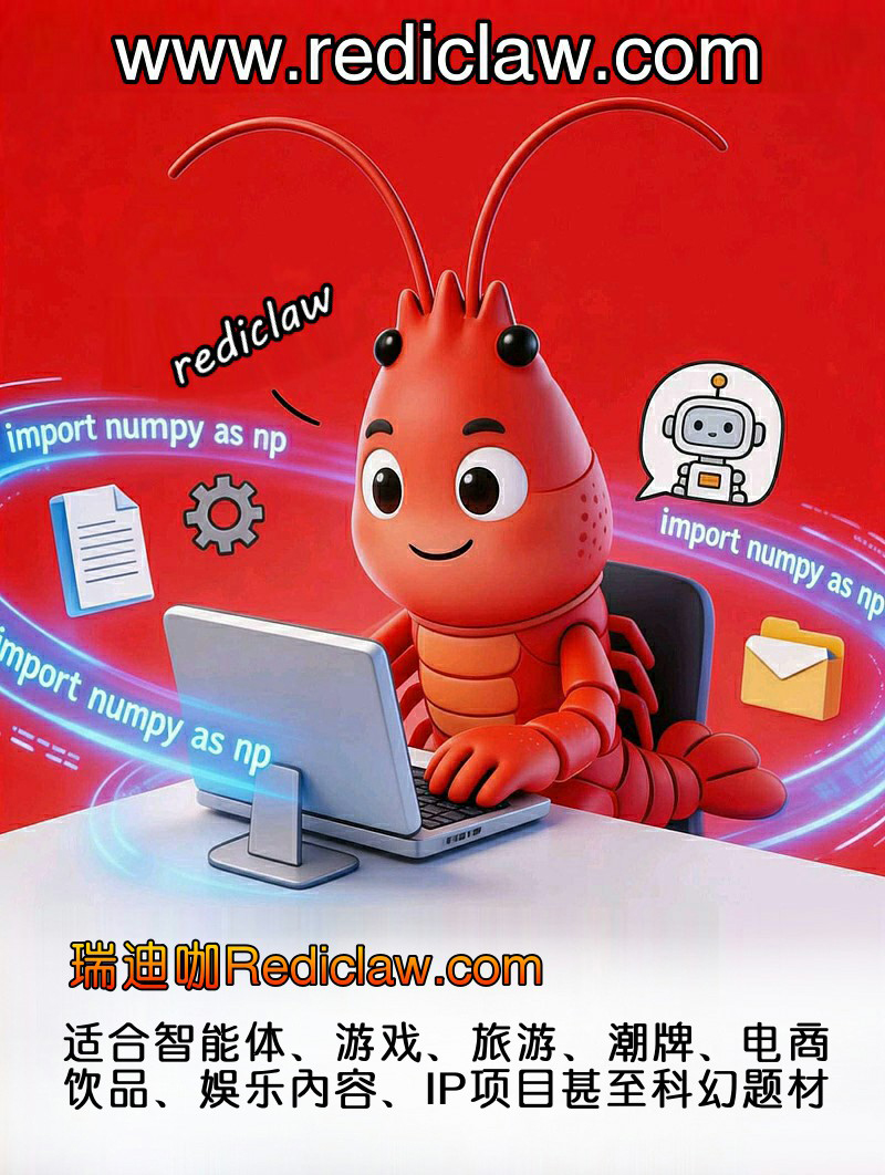 瑞迪咖Rediclaw.com一只可爱的龙虾！